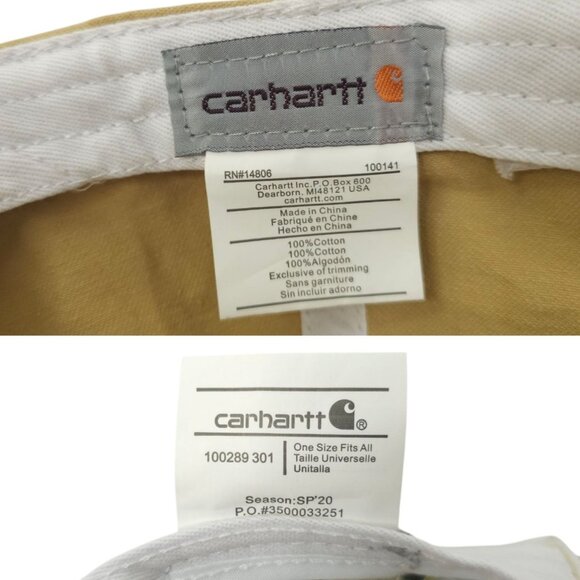 Carhartt Strapback OSFA Cap Hat Trucker Baseball Logo Patch Washed Canvas Tan - Picture 8 of 14